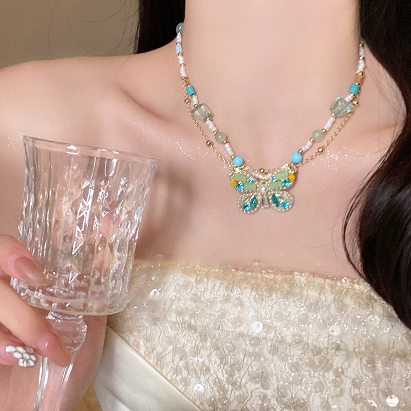 Super Fairy Butterfly Beaded Necklace, Fashionable and Versatile, Elegant Collarbone Chain, Unique Design Necklace for Women - view 6