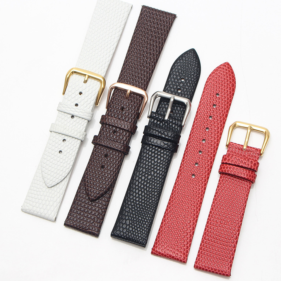 12 14 16 18 20 22mm Luxury Lizard Pattern Top Grain Calfskin Genuine Leather Watch Band Strap for Men and Women