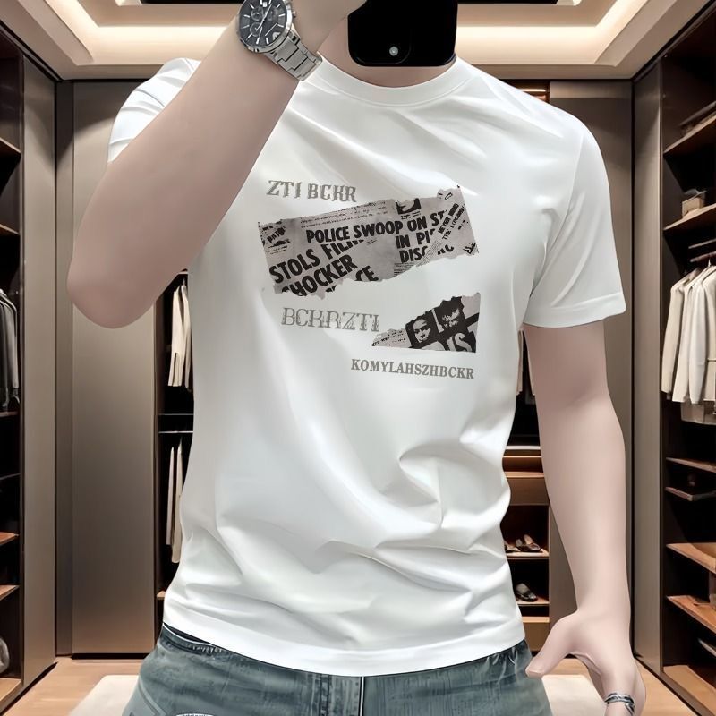 Designer short-sleeved men's luxurious T-shirt Men's simple American-style printed loose-fitting multi-purpose fashionable youth T-shirt