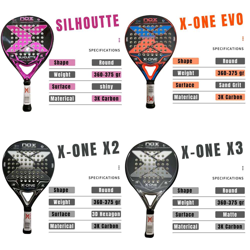 NOX New 2024 2023 2025 Paleta Padel Tennis Rackets Paddle Carbon Fiber EVA Memory Flex Foam Core Lightweight Pop Sports Racquet 26H0502