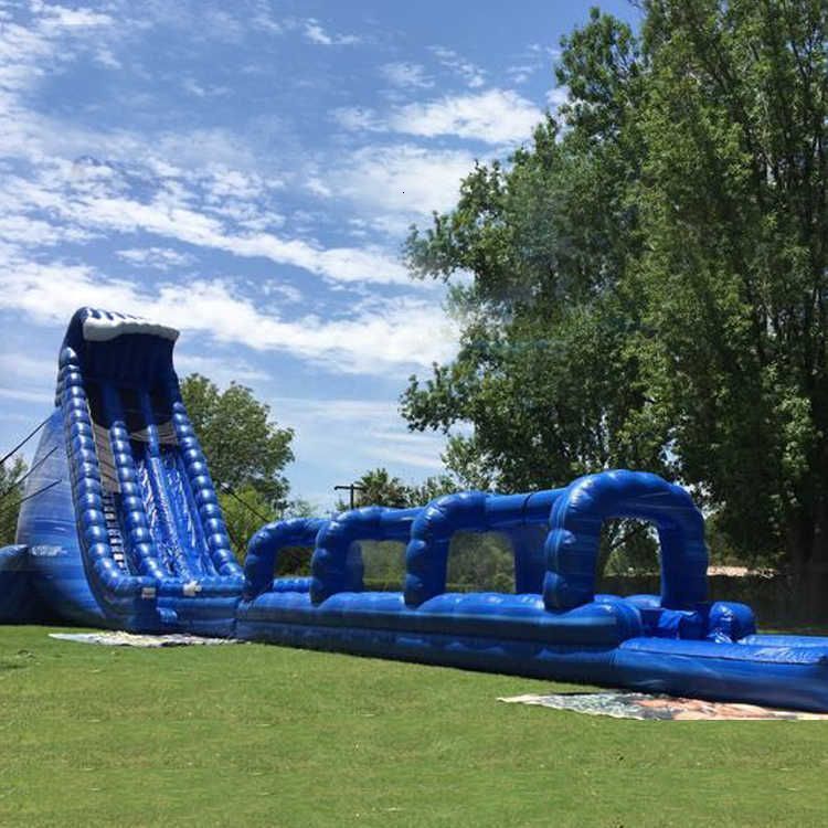 wholesale 13x4x55mH Palm Tree Double Lane Commercial Adult Inflatable Water Slides With Pool
