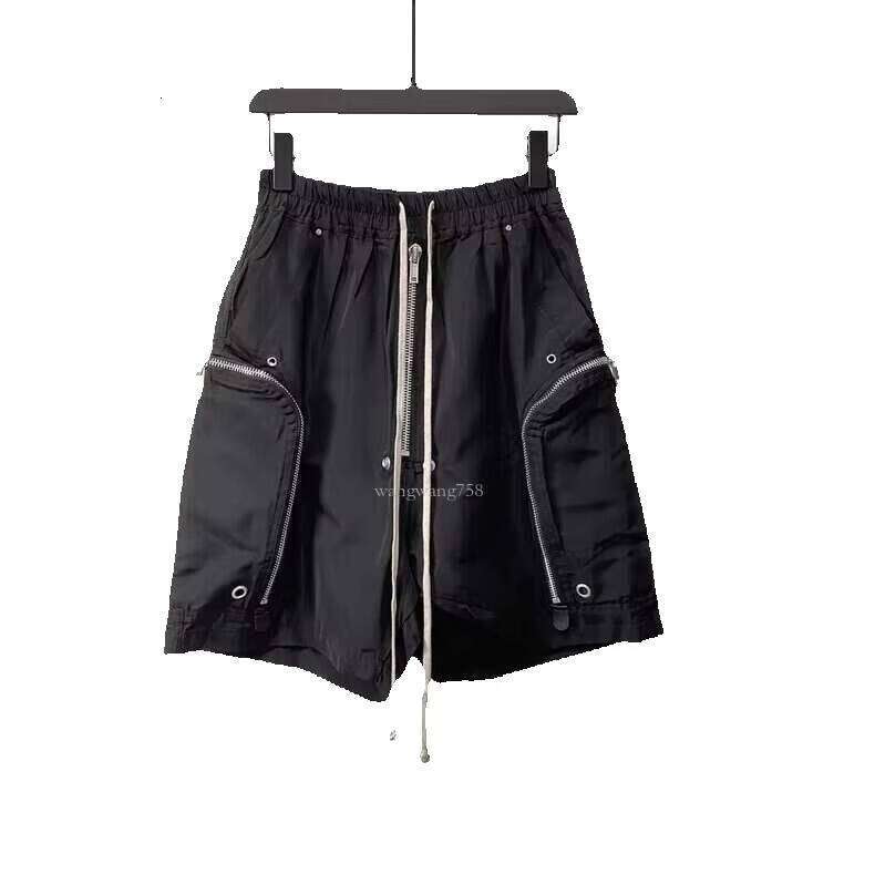 Dark RO Zipper Wide-Leg Cargo Shorts with Side Pockets, Cargo Pants, RICK Style