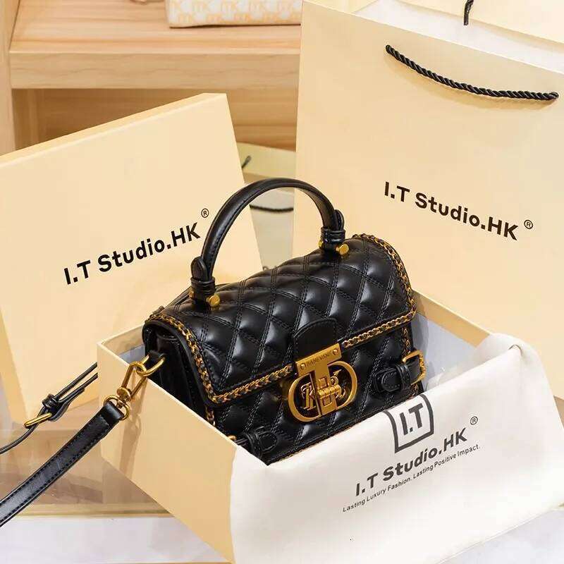 Women Genuine Diamond Grid Handbag New High End Luxury Designer Small Square Bag Ladies Versatile Commuter Shoulder Crossbody Mini Purse SENYY