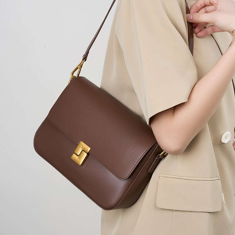 Genuine Leather Cowhide Women New Spring Summer Small Square Bag Luxury Designer Versatile Commuter Shoulder Crossbody Casual Handbag SENYY