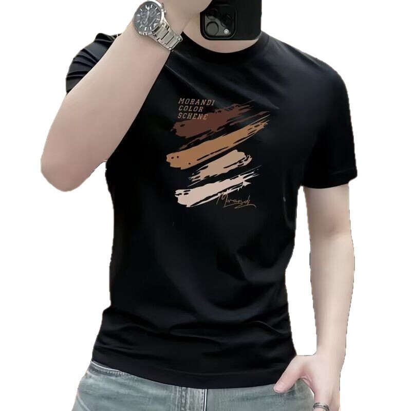Designer short-sleeved men's luxurious T-shirt Men's simple American-style printed loose-fitting multi-purpose fashionable youth T-shirt