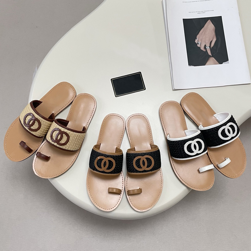 Toe Loop Slide Sandals Toe Ring Sandals Designer slippers, womens slides latest style hot selling, black flip flops