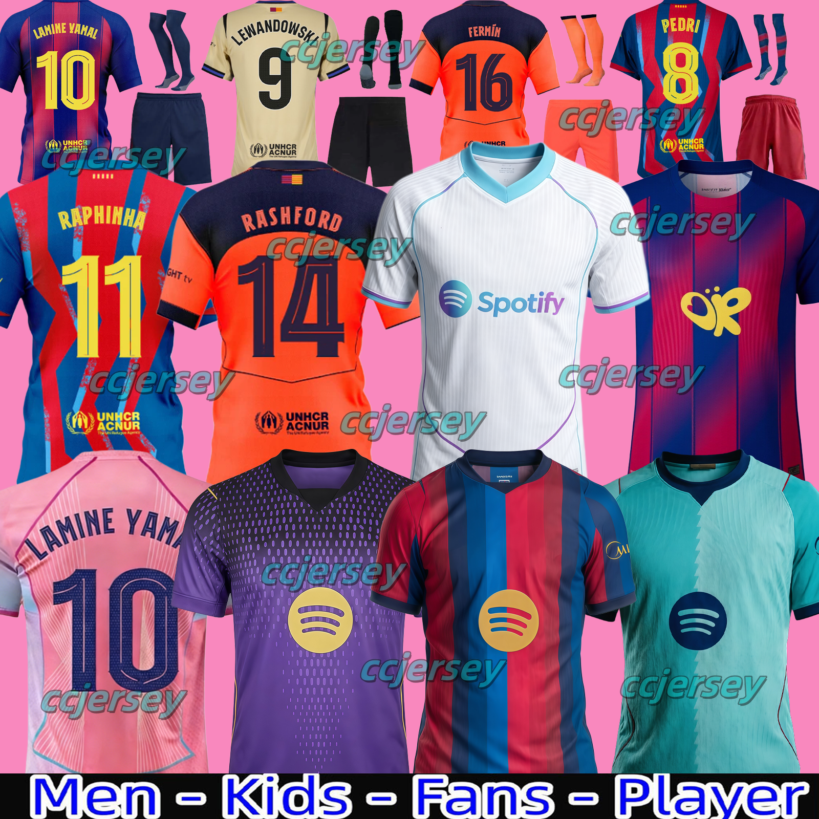 25 26 27 LAMINE YAMAL Lewandowski Soccer Jerseys Raphinha FERRAN 2025 2026 Football Shirt F. DE JONG Men Women Kids Cactus Jack 2025 Rashford Joan Garcia