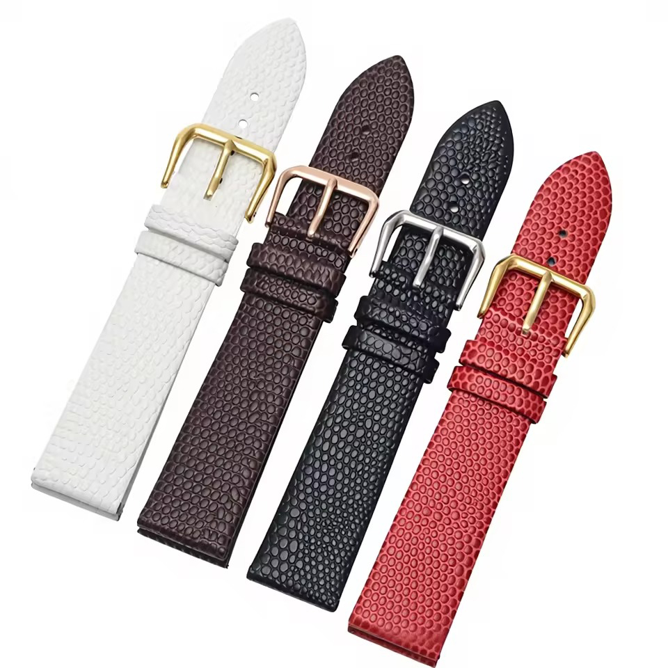 12 14 16 18 20 22mm Luxury Lizard Pattern Top Grain Calfskin Genuine Leather Watch Band Strap for Men and Women