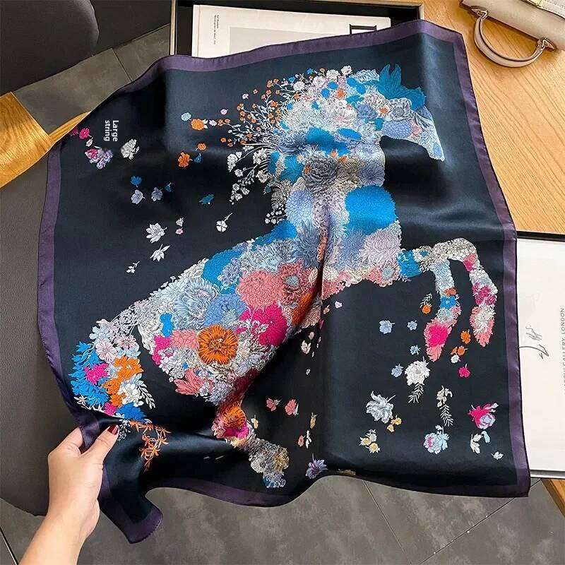 Elegant Fashion Square 100% Mulberry Silk Neck Warmer Shawl Warmth Decorative Scarf Trendy Autumn Spring New Arrival 26L0505