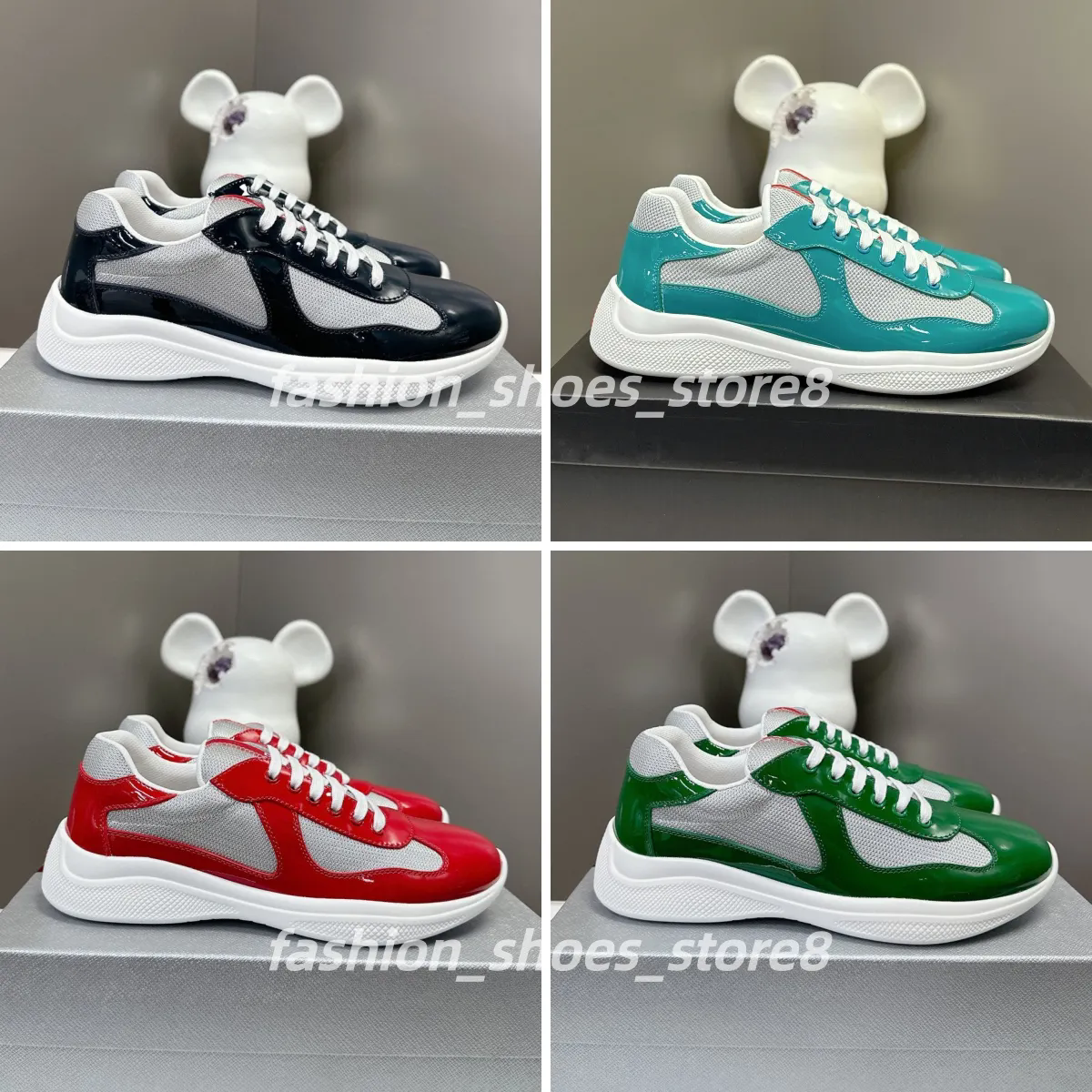Americas Cup Designer Sneakers Luxury Mens Trainers Womens Casual Shoes Patent Genuine Leather nylon Mesh breathable outdoor Shoes High quality sneaker 35-48