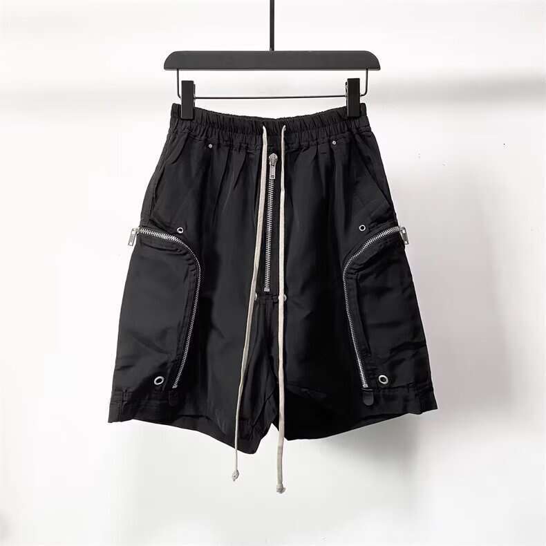 Dark RO Zipper Wide-Leg Cargo Shorts with Side Pockets, Cargo Pants, RICK Style