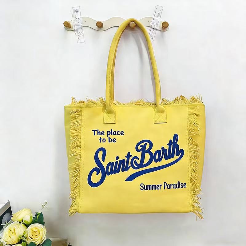 Free Shipping Designer New Beach Bag Large Capacity One Shoulder Commuter Bag Handcrafted Fringe Denim Print Tote Bag