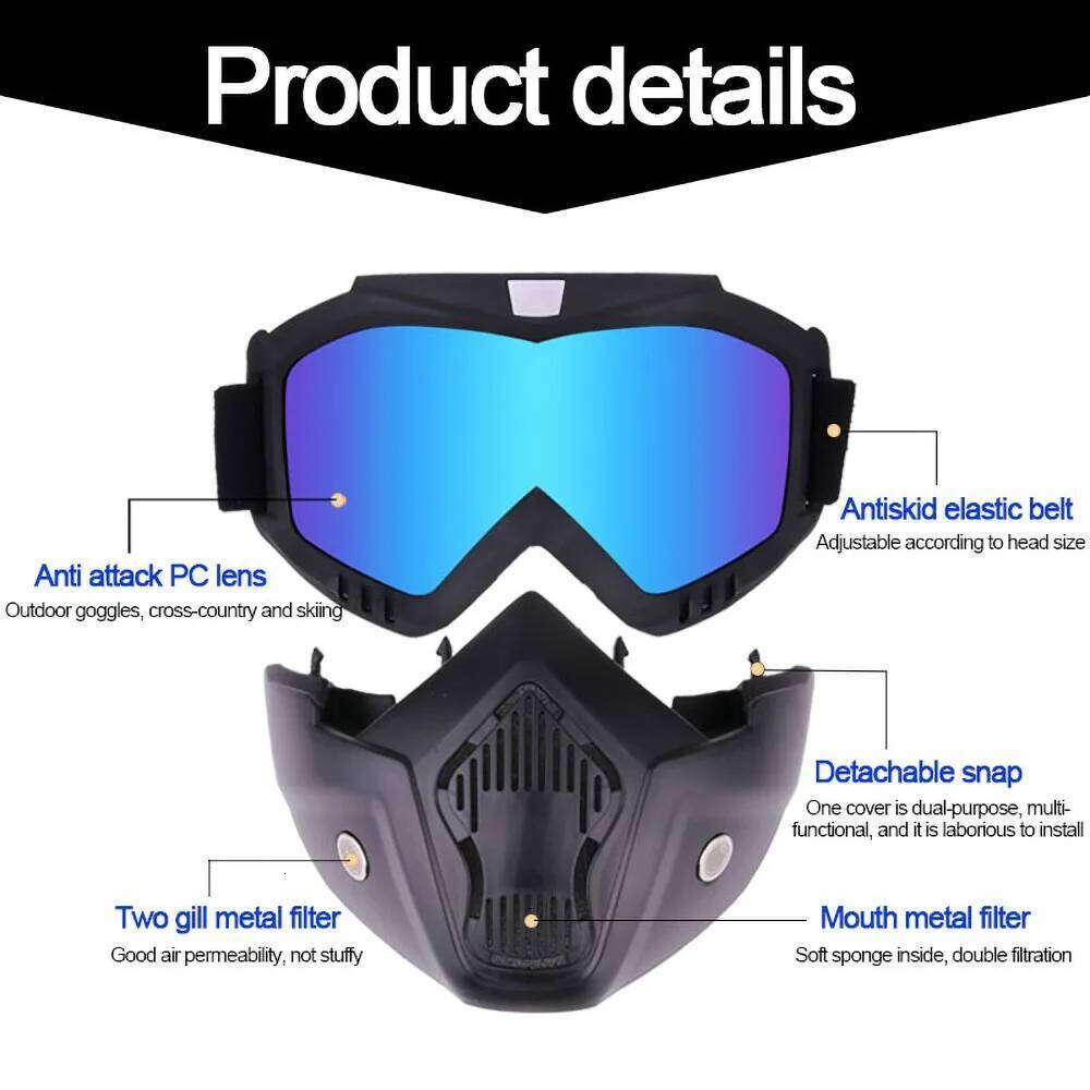 Outdoor Sport Windproof Goggle Motorcycle Face Mask Adjustable Riding Motocross Summer UV Protection Dustproof Sunglasses