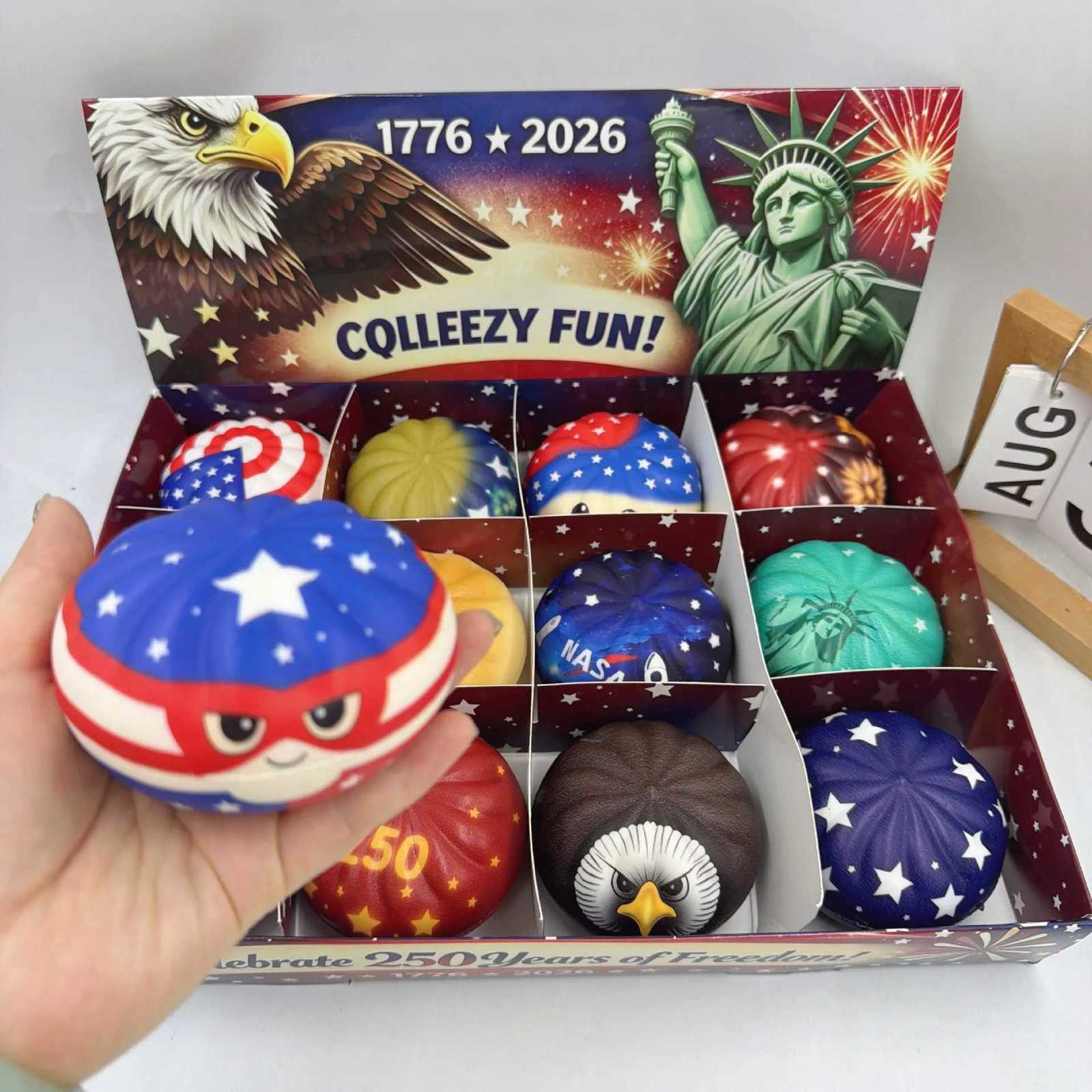 250th USA Anniversary Liberty Dumplings 12pc Gift Set 1776-2026 Eagle Statue Squishy Toy Independence Day Commemorative GiftT260505