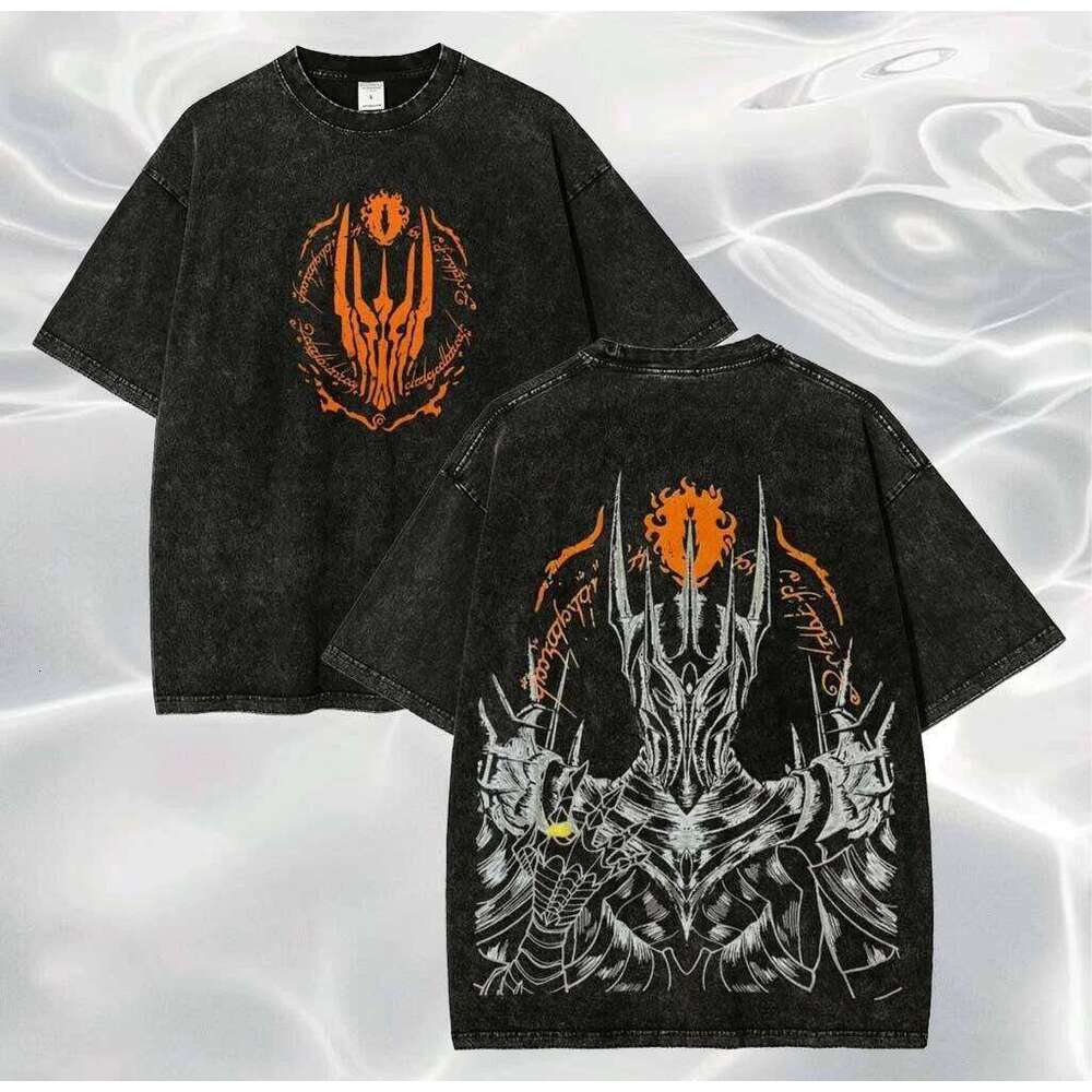 Sauron The Dark Lord T-shirt Vintage Washed Oversized Y2k Streetwear Fantasy Shirt Movie Fan Gift Women Men Casual Cotton Tees 26Y0505