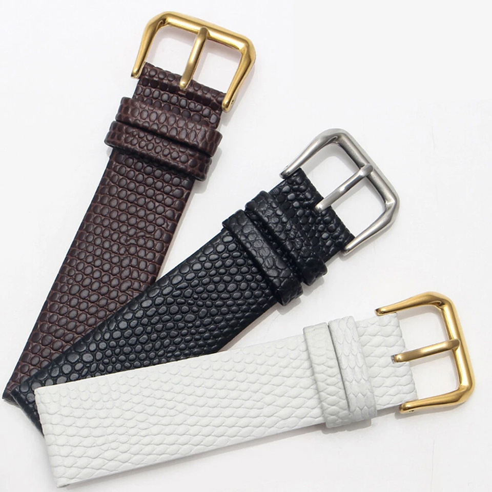 12 14 16 18 20 22mm Luxury Lizard Pattern Top Grain Calfskin Genuine Leather Watch Band Strap for Men and Women