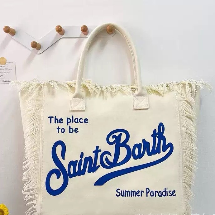 Free Shipping Designer New Beach Bag Large Capacity One Shoulder Commuter Bag Handcrafted Fringe Denim Print Tote Bag