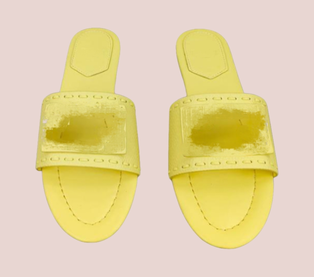 Casual Flat Slippers Leather-grain Pattern Featuring Cut-out Openwork Detailing