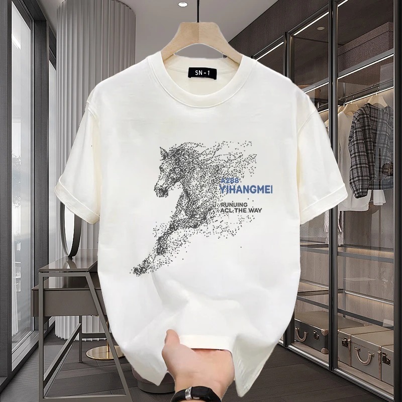 Designer Short-sleeved Shirt Luxurious Men's T-shirt Pure Cotton Multi-functional Men's Short-sleeved T-shirt Street-style American Loose-fi
