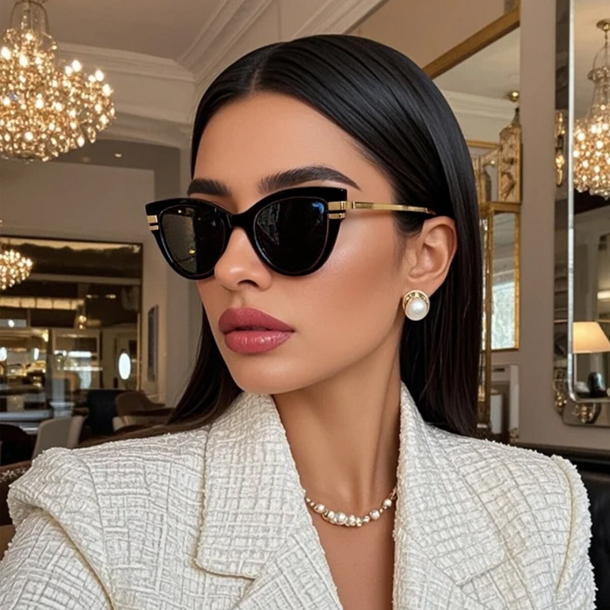 2026 New Designer Sunglasses Luxury Retro Fashion Women Cat Eye Sunglasses Outdoor Cycling Travel Vacation Sunscreen Glasses Trendy Brand Accessories