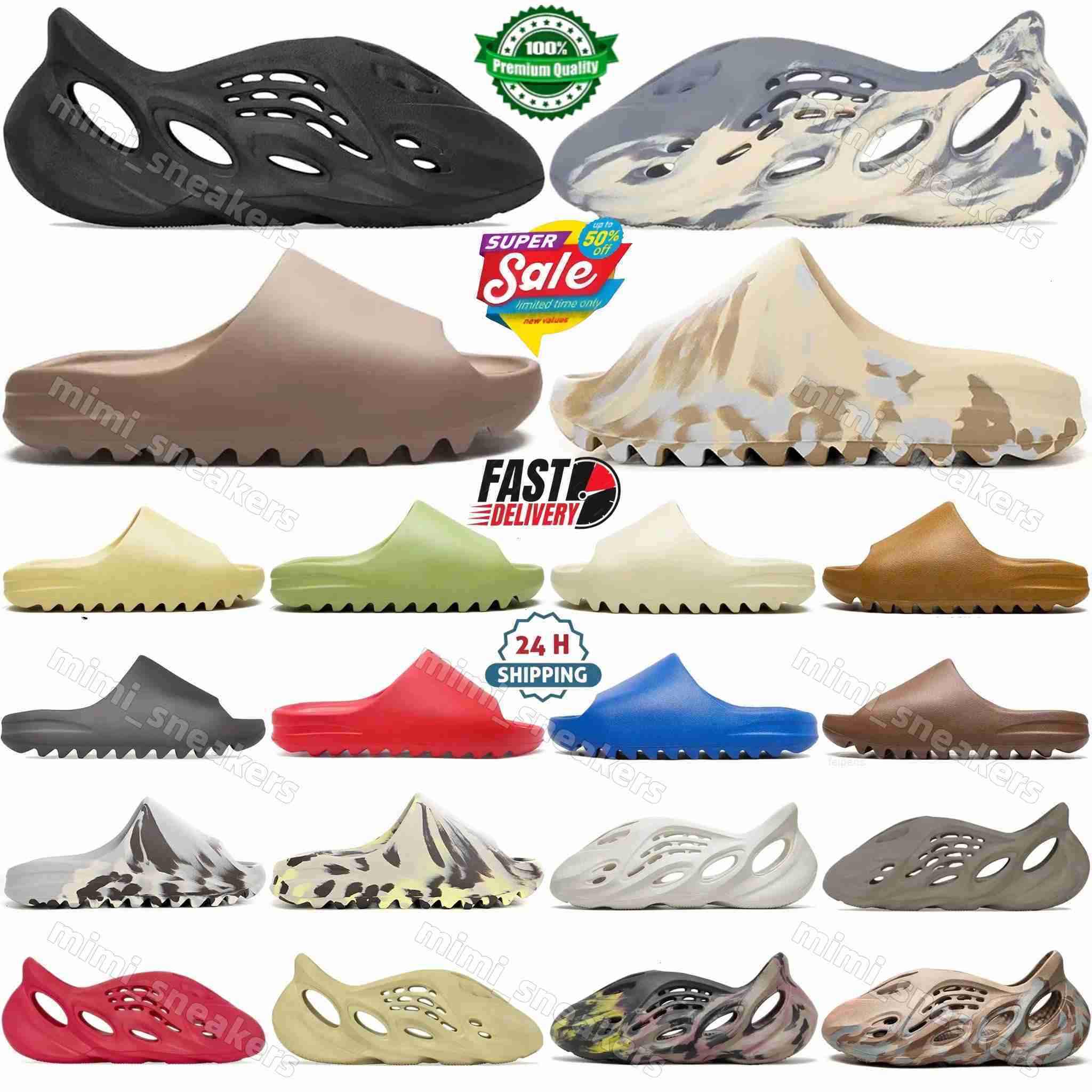 2026 Free shipping with box Designer slides slippers onyx Bone Azure Flax Pure restock pair Ochre glow Resin Soot Core womens sandals mens solid class