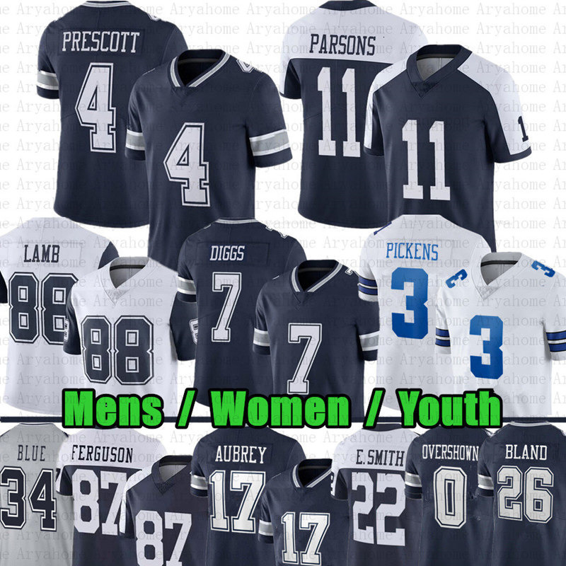 CeeDee Lamb Micah Parsons Football Jersey Dak Prescott George Pickens Trevon Diggs Jaydon Blue DaRon Bland Emmitt Smith Brandon Aubrey DeMarvion Overs