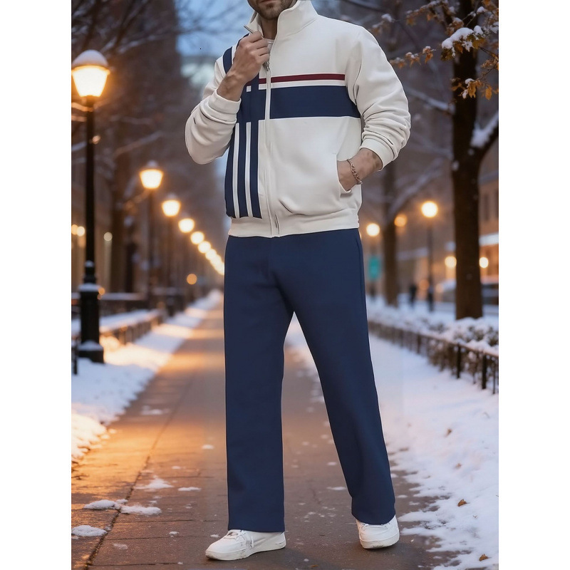 2026 Mens Zipper Jacket and Pants Casual Sports AutumnWinter Suit Summer Tech Print 260227