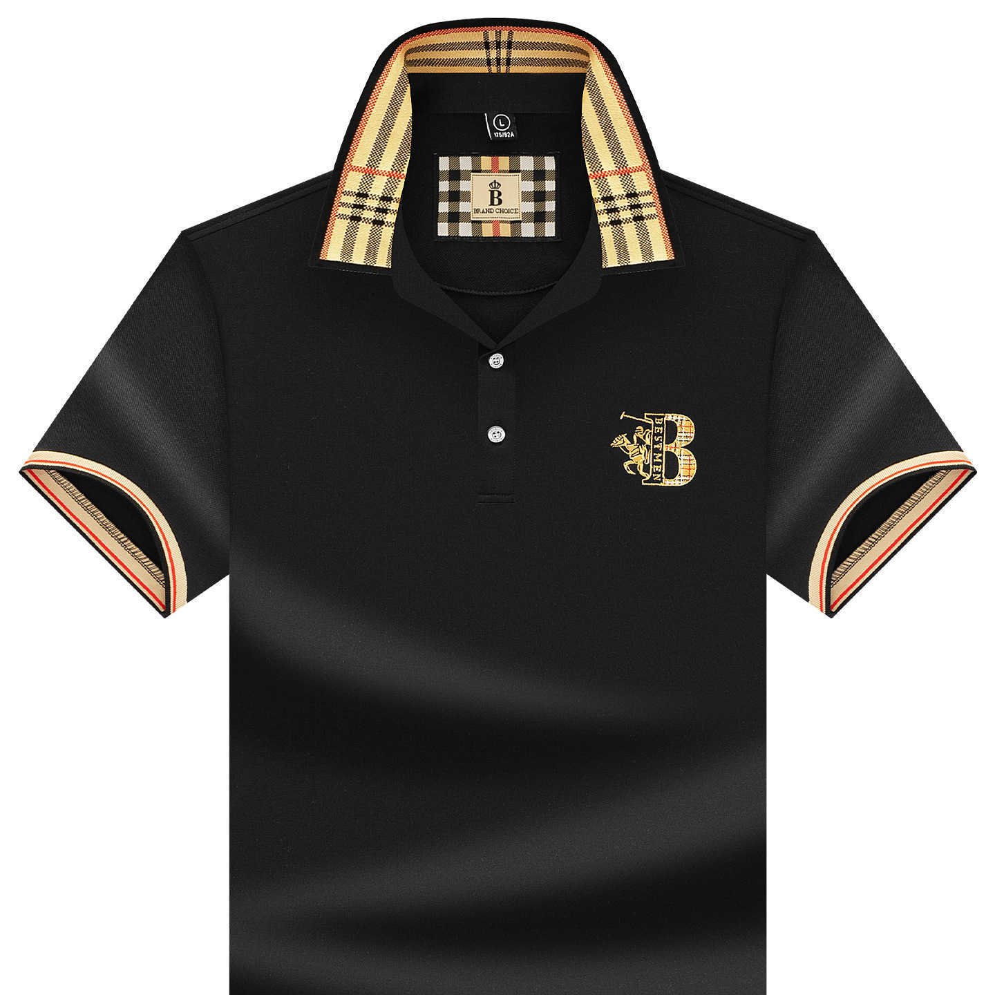 Alihu Mens Summer New Paul Brand Loose Embroidered Short Sleeve T-Shirt Mens Business Turn-down Collar Polo Shirt