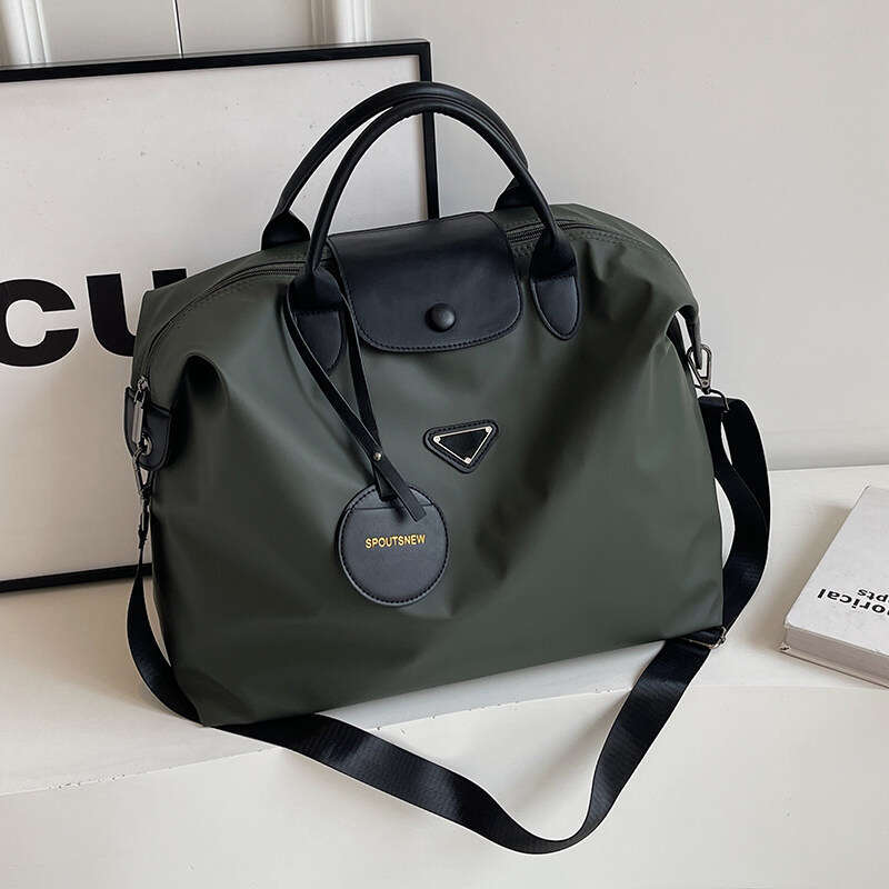 Canvas Duffle for Women - Large Capacity Travel Handbag with Leather Trim, Luxury Weekender Overnight Bag