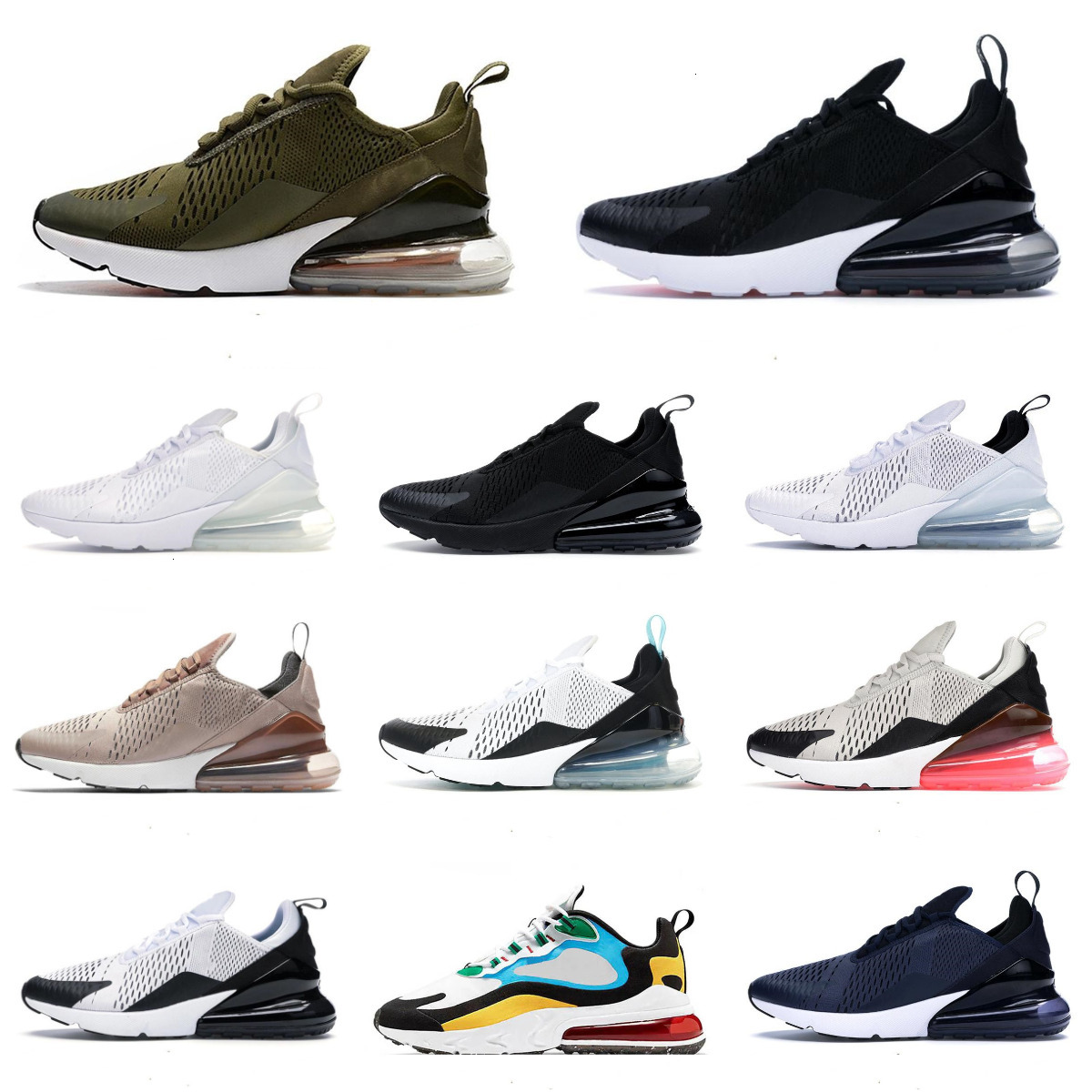 Designer 270 Runners Sports Shoes Trainers React 270s Triple Black Core White Dusty Cactus Multi Brown Cactus Jack Photo Blue Men Women Sports Platform Total Sneaker