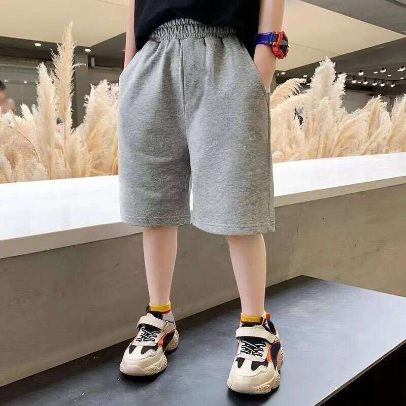 1pcs Kids Shorts Boys Girls Baby Solid Color Casual Pant Summer Children Short Pants Sport Clothing Grey Black 26W0506