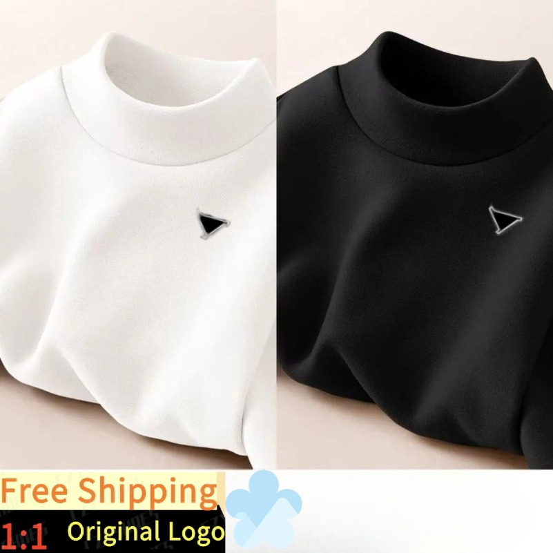 Designer Long-sleeved Men's Autumn/Winter Double-sided Fleece Warmth Half-Chested Base Top Loose Upper Large Size Underwear T-shirt Long Sleeve world2026cup