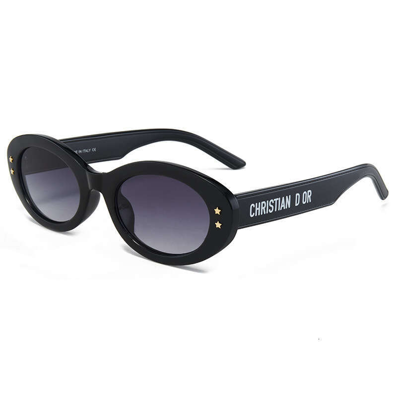 Designer D-Style Retro Oval Sunglasses Rice Stud Flat Lens UV400 Unisex Eyewear
