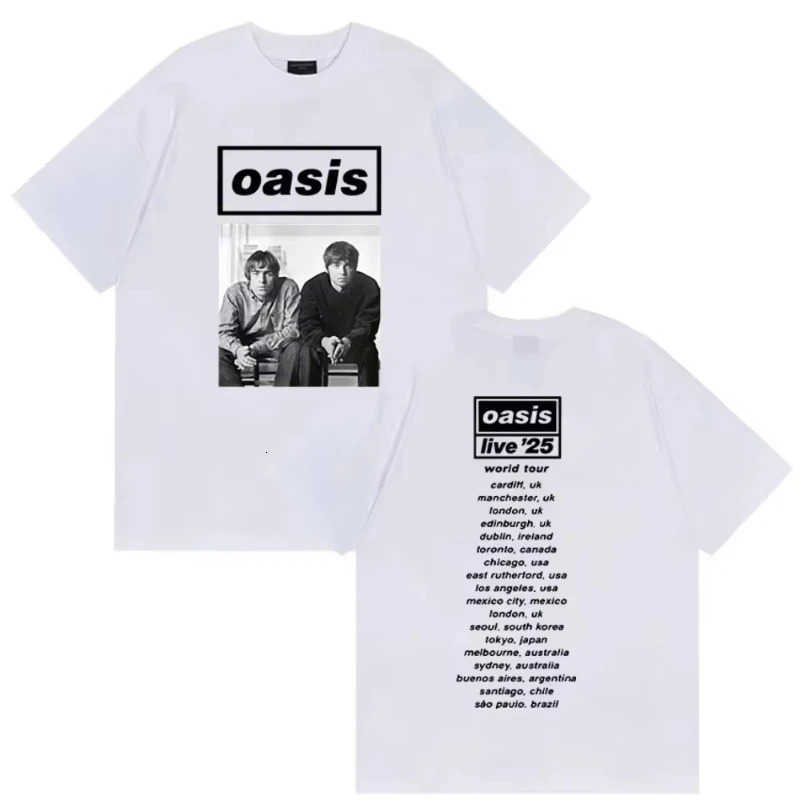 Oasis Band-themed printed T-shirts for summer and autumn 2025 loose and trendy mens and womens sportswear tops H260506