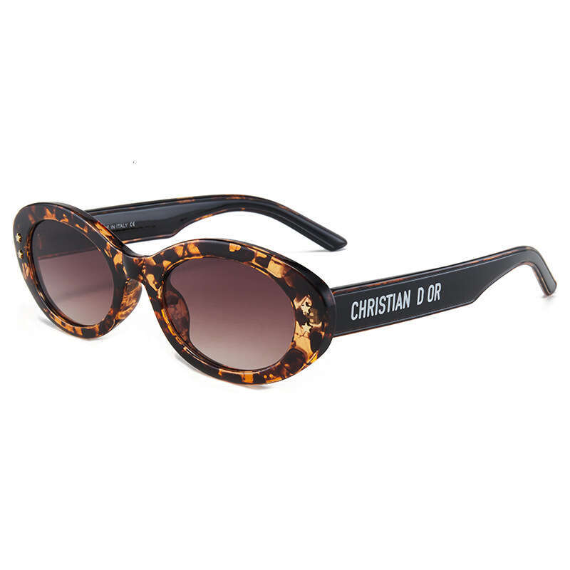 Designer D-Style Retro Oval Sunglasses Rice Stud Flat Lens UV400 Unisex Eyewear