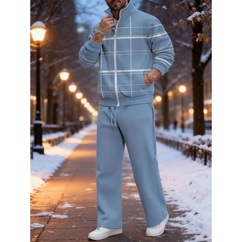 2026 Mens Zipper Jacket and Pants Casual Sports AutumnWinter Suit Summer Tech Print 260227