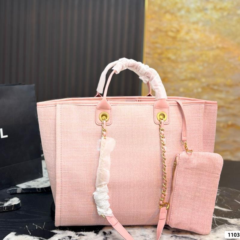 2026 Designer Bags High Quality CC Canvas Beach Tote Bag, 33cm Large Capacity Casual Shoulder Purse with Detachable Pouch