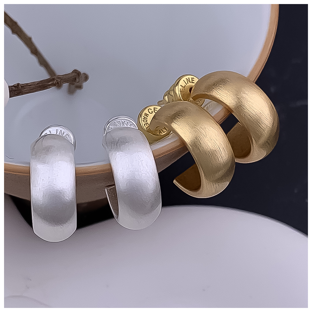 Designer Earrings Designer Earrings Women 18K Gold Silver Plated Earring Matte C Shape Hoop Earrings Luxury Jewlery Designer for Women Elegant Timeles