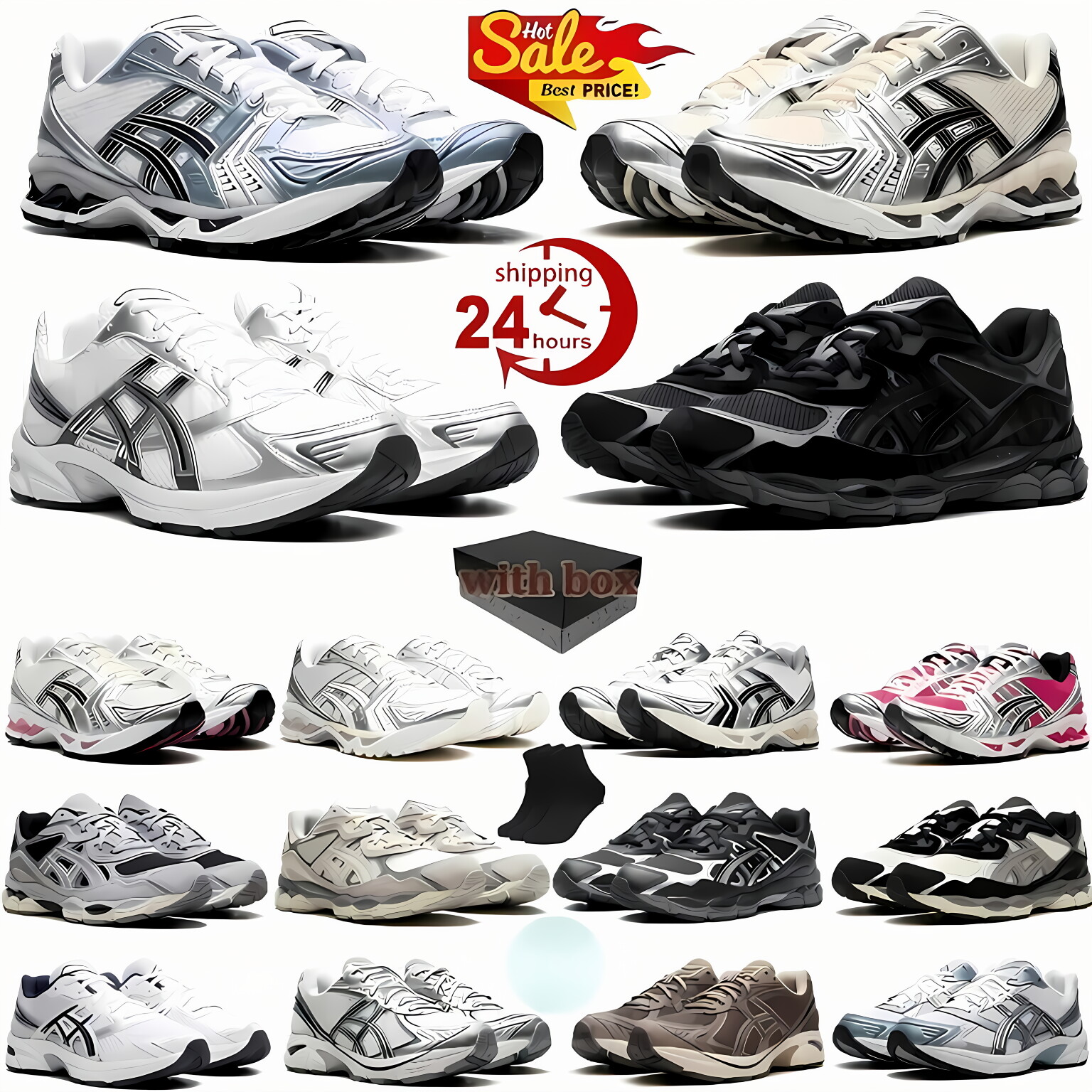 With Box Gel NYC Running Shoes Men Women Gels Cushioning Platform Sneakers Hidden NY Ivory Mid Sheet Rock Oyster Graphite Grey Black Sports Trainers