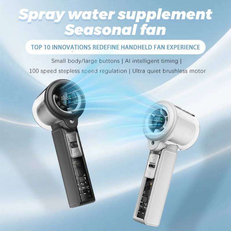 100-Gear Cool Water Replenishing Spray Fan LED Display Screen with AI Intelligent Timing for Outdoor Office Home Low Noise Fans