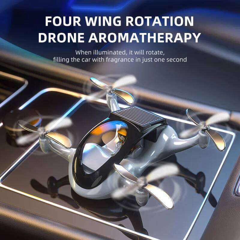 Powered Rotation Helicopter Solar Aromatherapy Air Freshener Alloy Creative Car Perfume Decoration High Quality