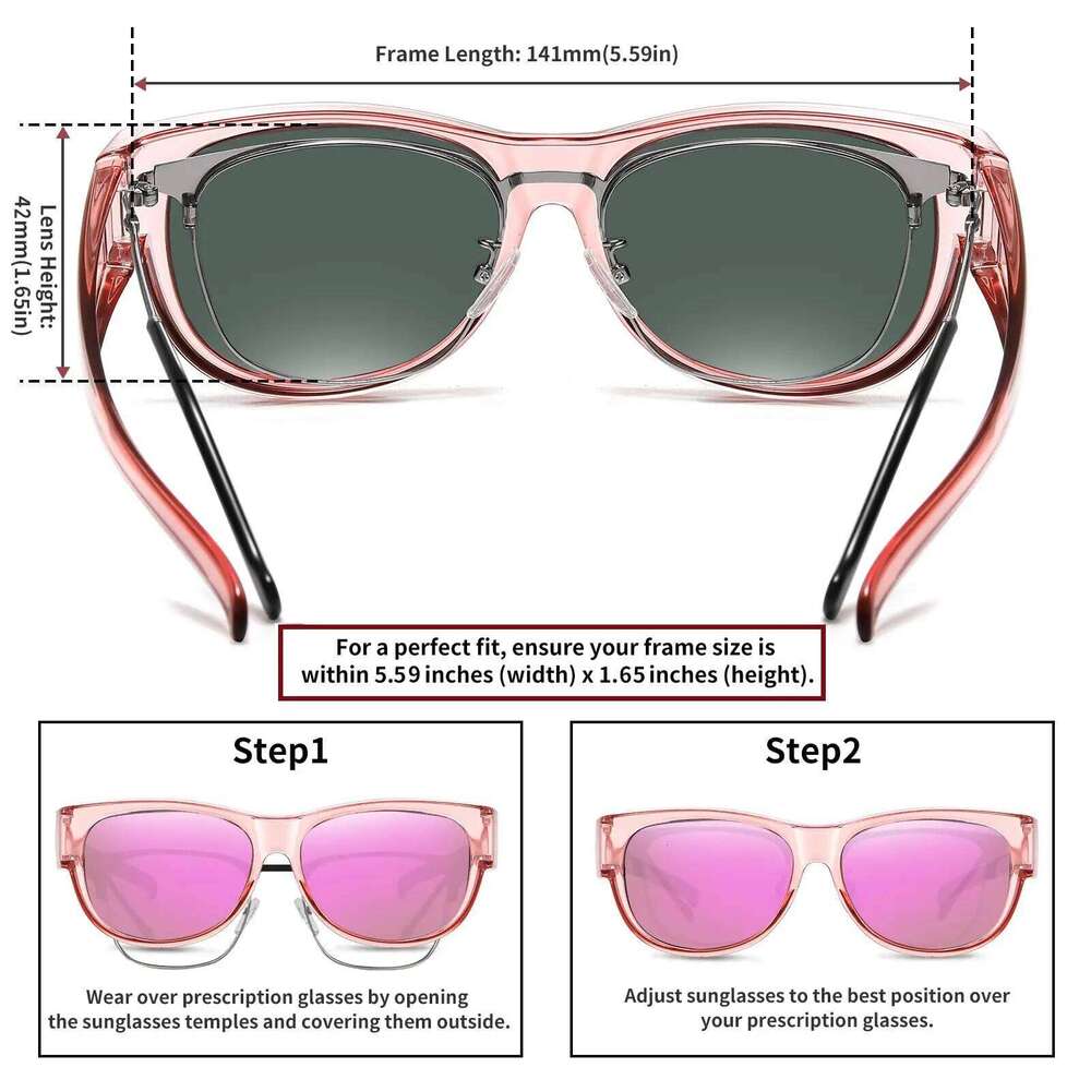 Fit Glasses for Women Polarized, Trendy Sunglasses Wear Over Glasses, UV Protection 1 Pack 26W0505 - view 3
