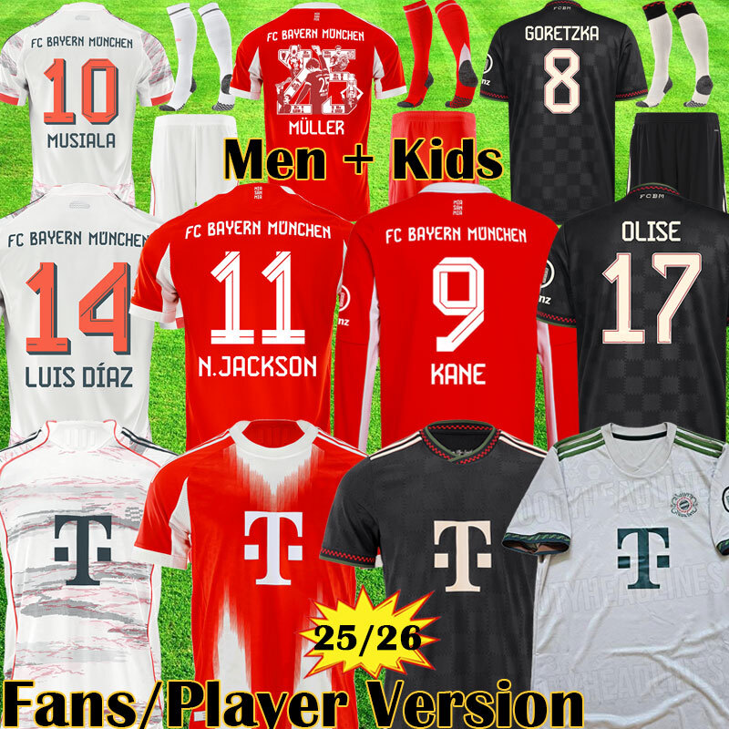 3XL 4XL 25 26 KANE soccer jerseyS 125TH JACKSON GNABRY GORETZKA KIMMICH MUSIALA 2025 2026 BAYERNS OLISE muNIChES MULLER Special football shirt MINJAE 
