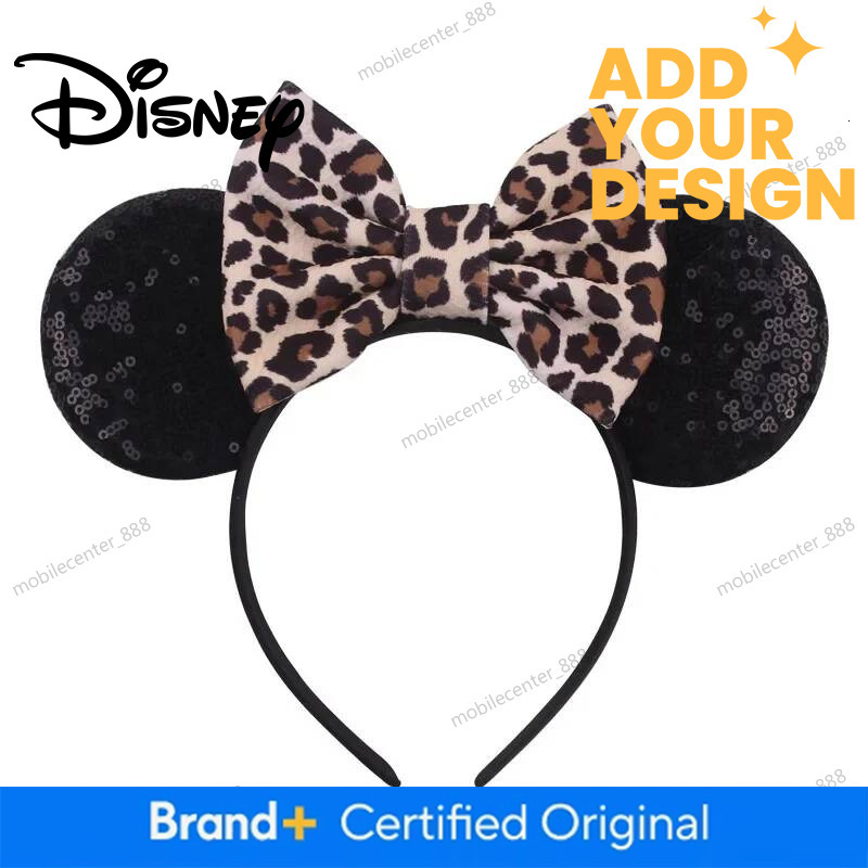 Designer Disney Disney Leopard Print Headband Mickey Mouse Ears Headbands For Girls Kid Women Party Sequins Bow Hair Accessories Adult Hairbands Luxur