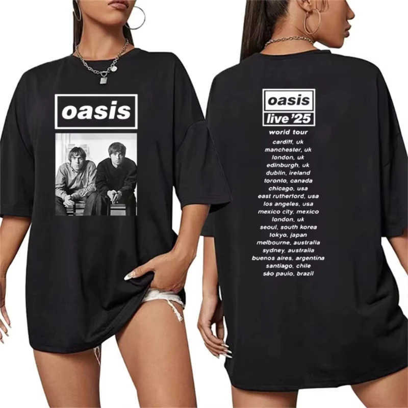 Oasis Band-themed printed T-shirts for summer and autumn 2025 loose and trendy mens and womens sportswear tops H260506
