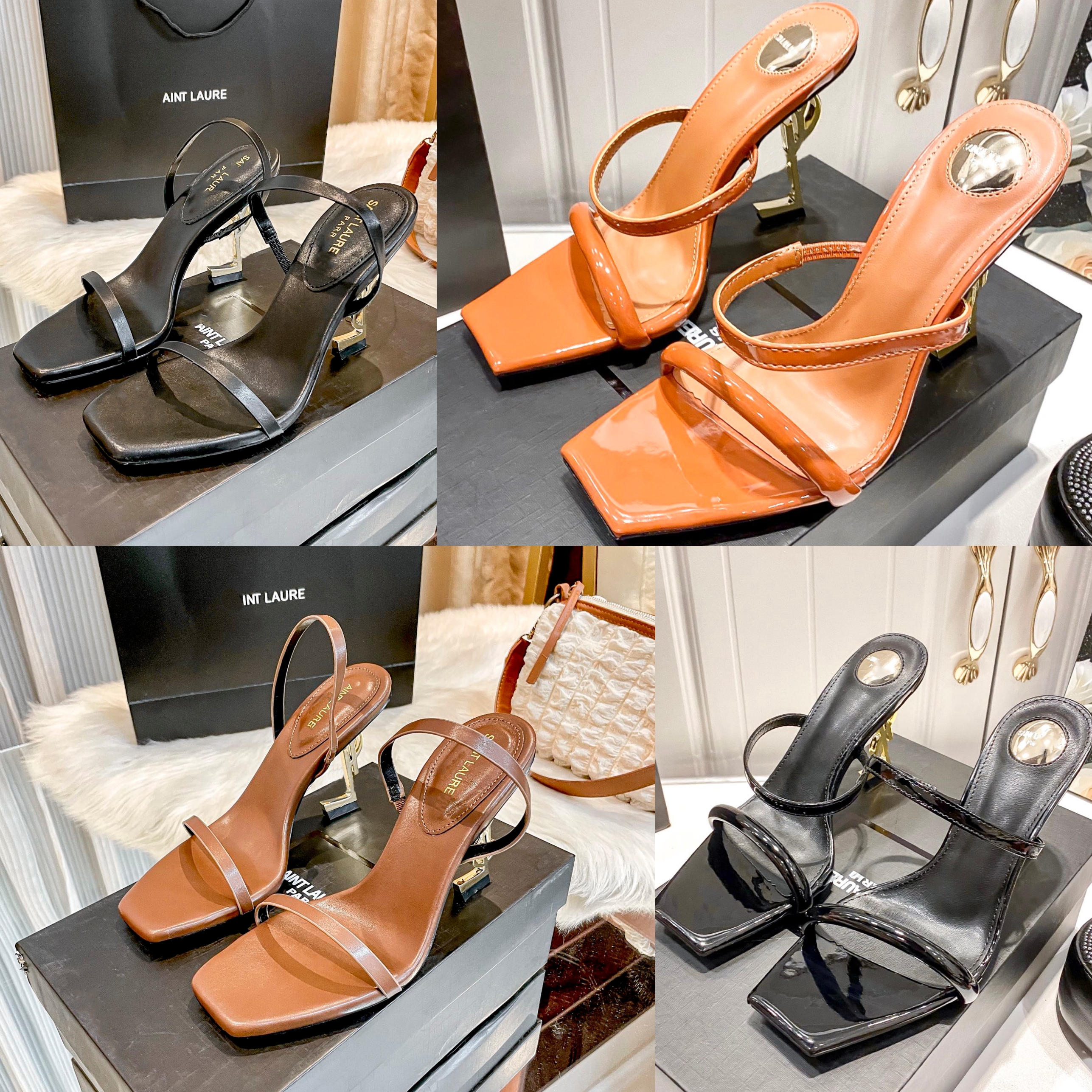 Designer High Heels Women Luxury Sandals High Quality Metal Heel Square Toe Mules Fashion Office Work Daily Casual Shoes
