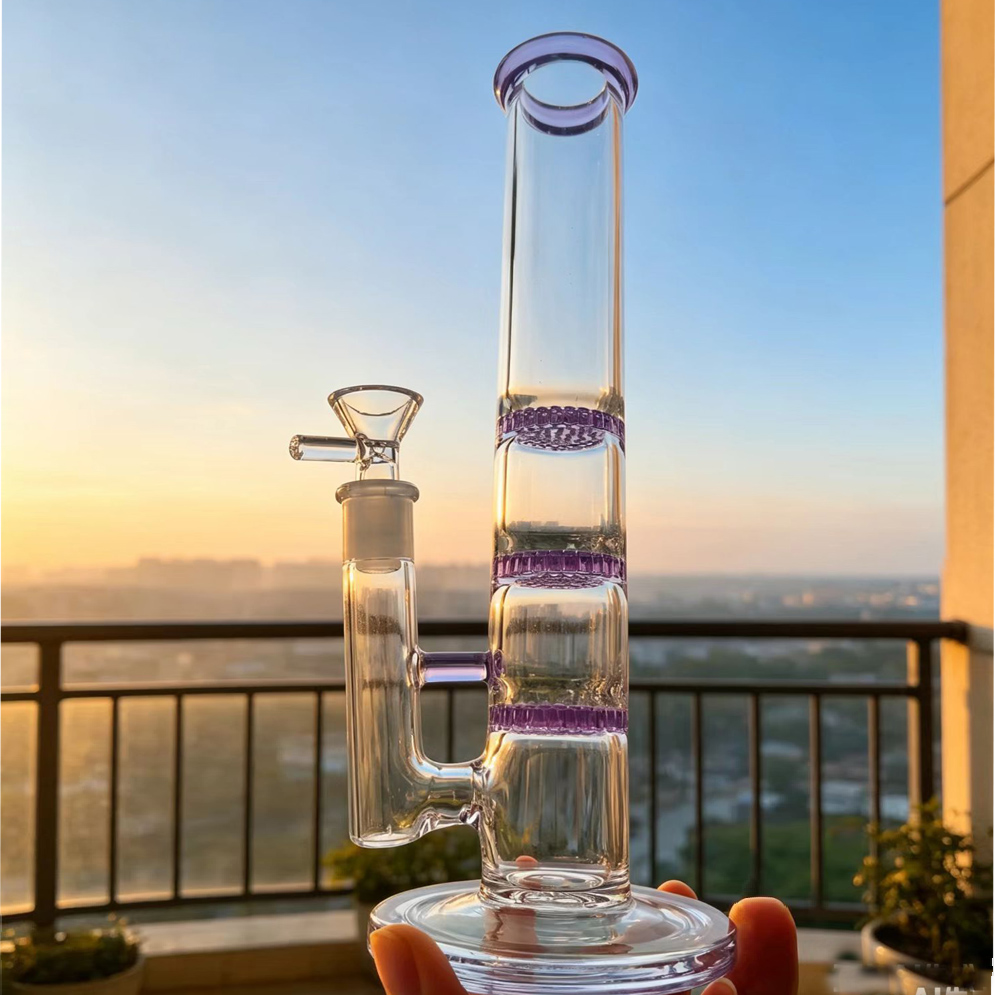 Dual Honeycomb Perc Glass Bong Smoking Glass Water Pipes Bubbler Percolator Water Bongs hookahs Shisha with 14mm 11''