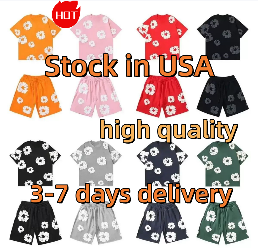 Demims T Shirts shorts designer tshirts for men shirt pants designer shorts tshirt graffiti print shirts Foam printed summer casual sports tracksuit clothing