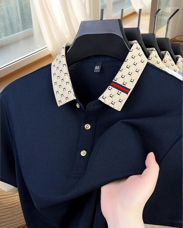 Mens Polos 2026 Summer Short Sleeved Solid Color Polo Shirt Comfortable Wrinkle Resistant Breathable Casual High-quality T-shirt