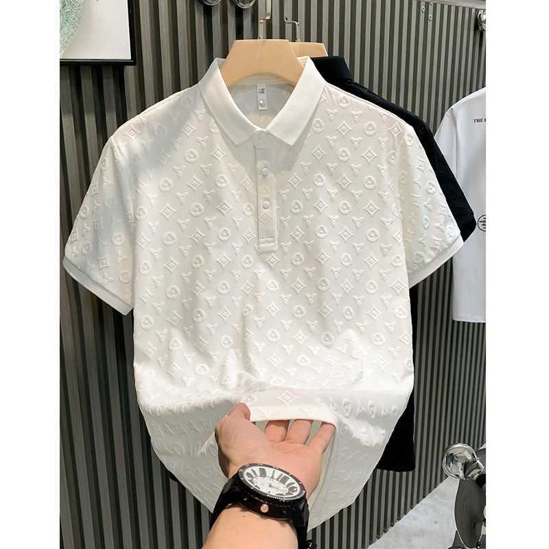 Versatile Jacquard Polo Shirt for Men Short Sleeve Ultra-thin Summer New Fashionable Stylish Solid Color Trendy Casual Shirt Top